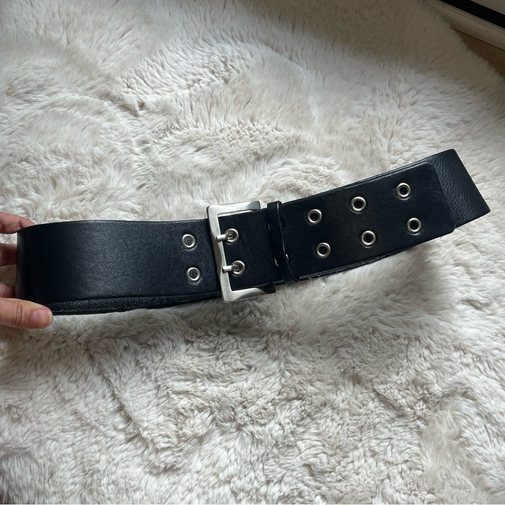 SUZI ROHER Waist Black Leather Oversized Belt